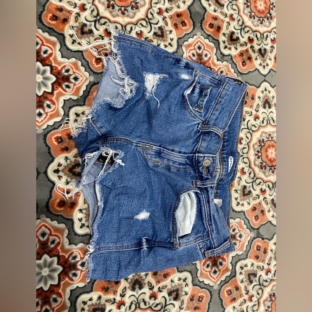 Ripped dark blue jean shorts size 2